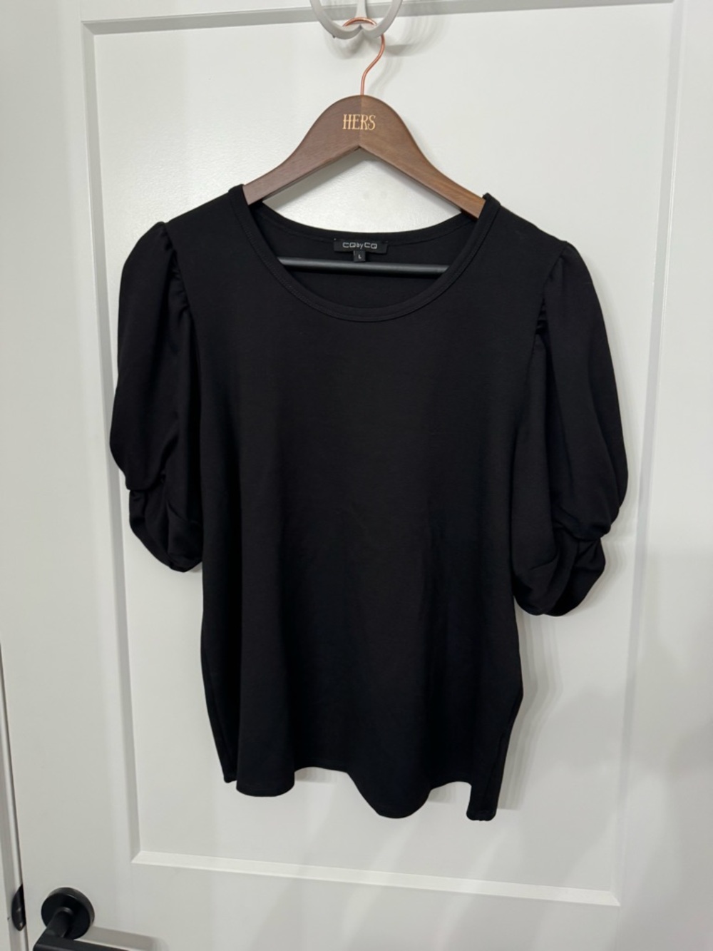 CQ by CQ Black Puff-Sleeve Short-Sleeve Top
